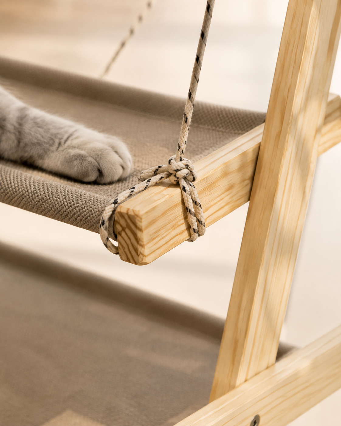 Solid Wood Cat Tree with Hammock