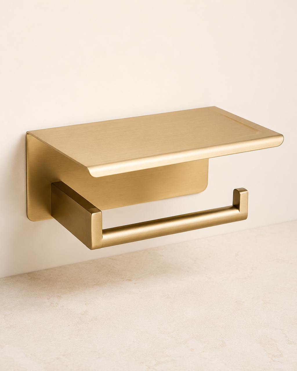 Gold Stainless Steel Toilet Paper Holder with Shelf
