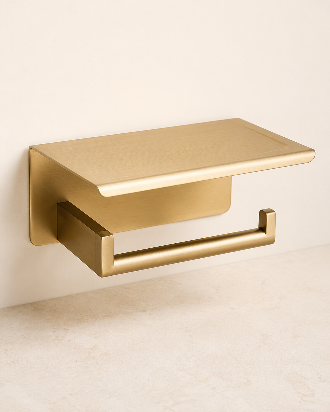 Gold Stainless Steel Toilet Paper Holder with Shelf