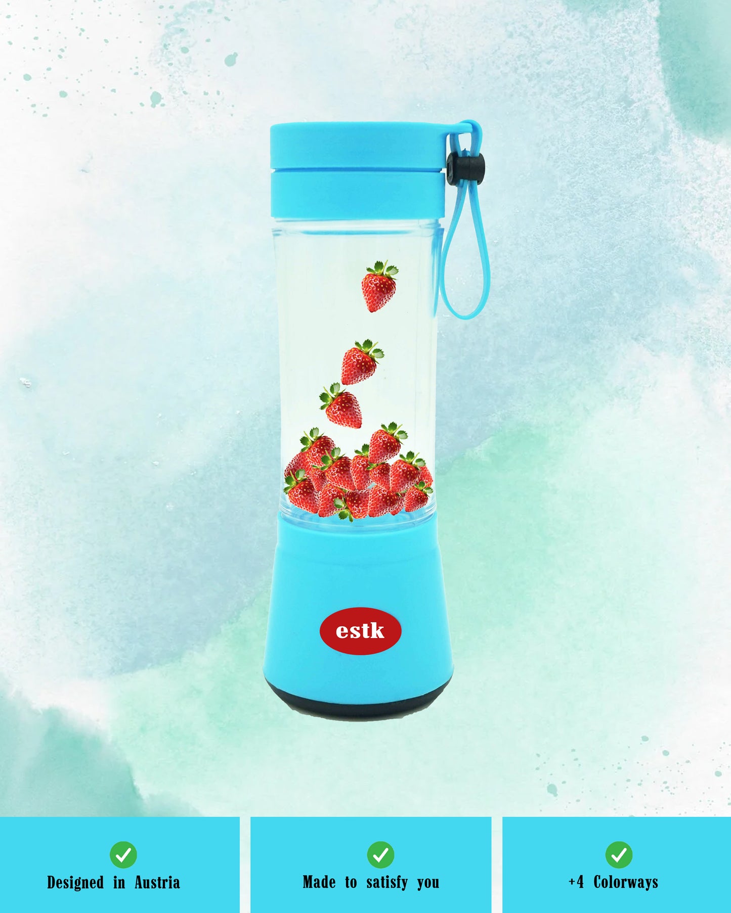 ESTK™ Takeaway Smoothie Blender, Portable Blender (Blue, 380 ml)