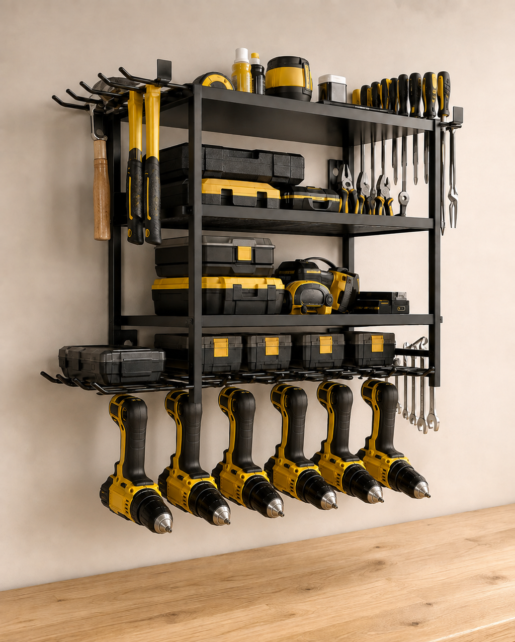 Heavy-Duty Wall-Mounted Tool Organizer