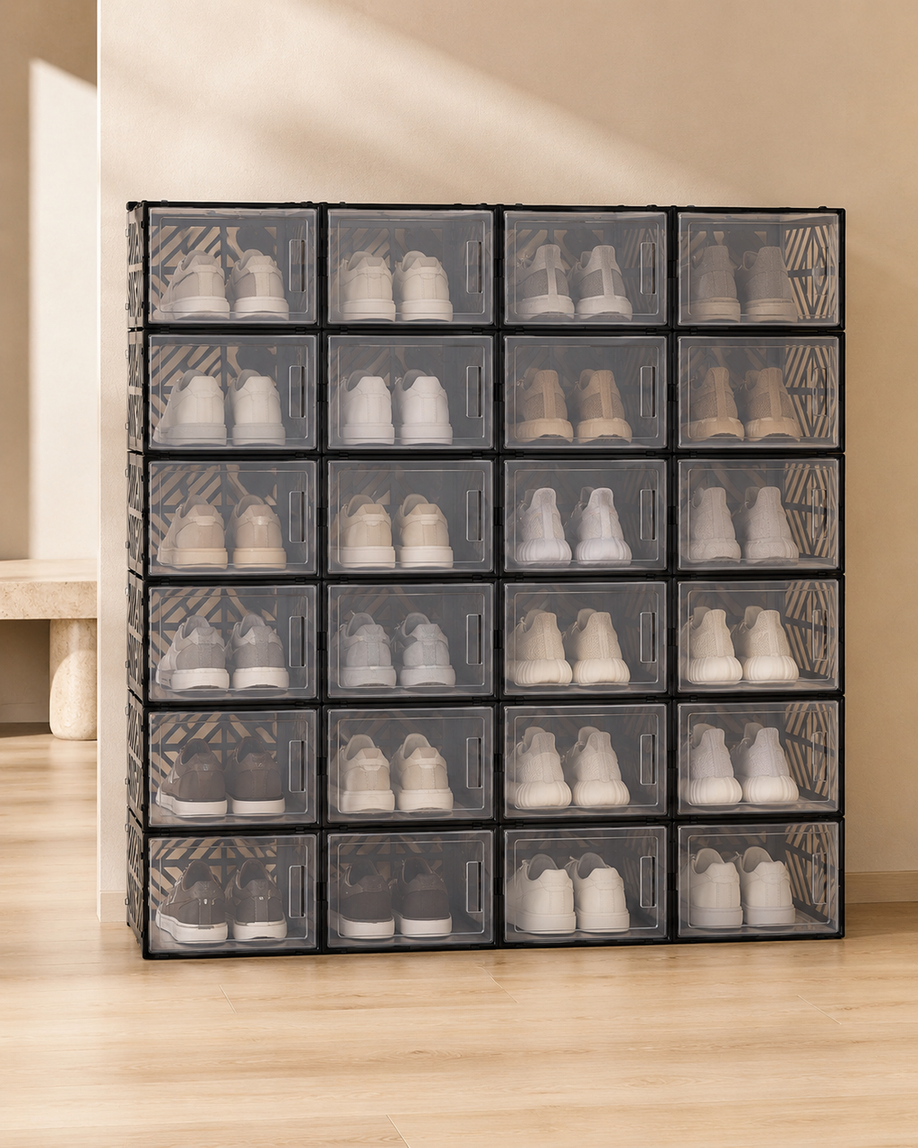20-Piece Stackable Shoe Storage Box Set – Black