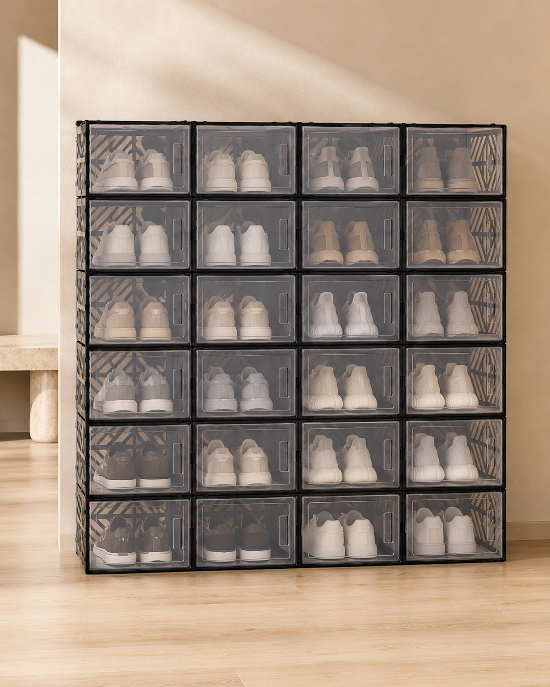 20-Piece Stackable Shoe Storage Box Set – Black