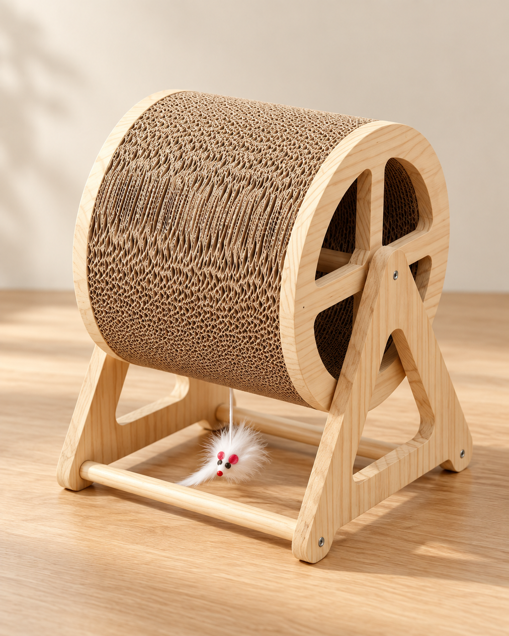 Wooden Cat Fitness & Play Wheel