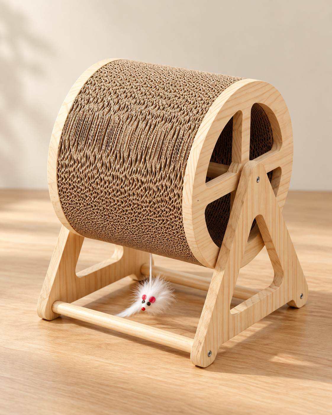 Wooden Cat Fitness & Play Wheel