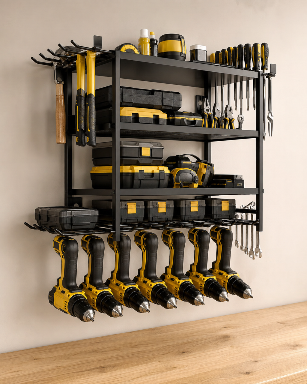 Heavy-Duty Wall-Mounted Tool Organizer