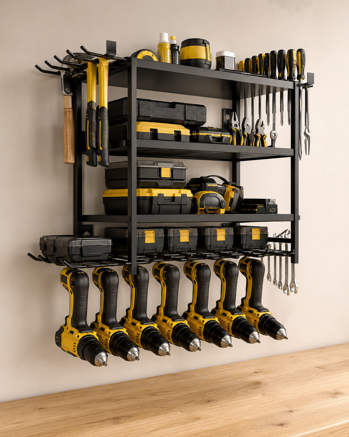 Heavy-Duty Wall-Mounted Tool Organizer
