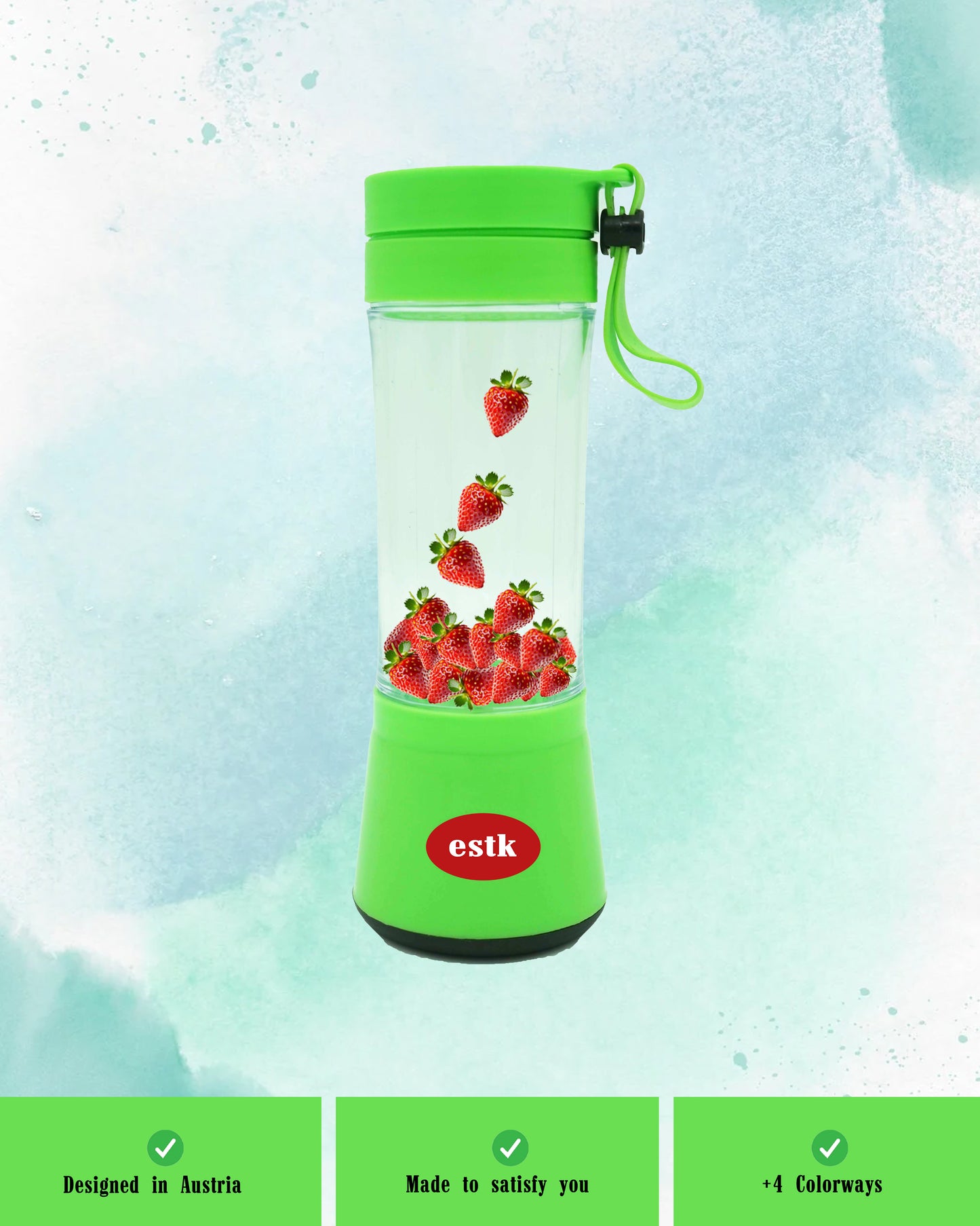 ESTK™ Takeaway Smoothie Blender, Portable Blender (Green, 380 ml)