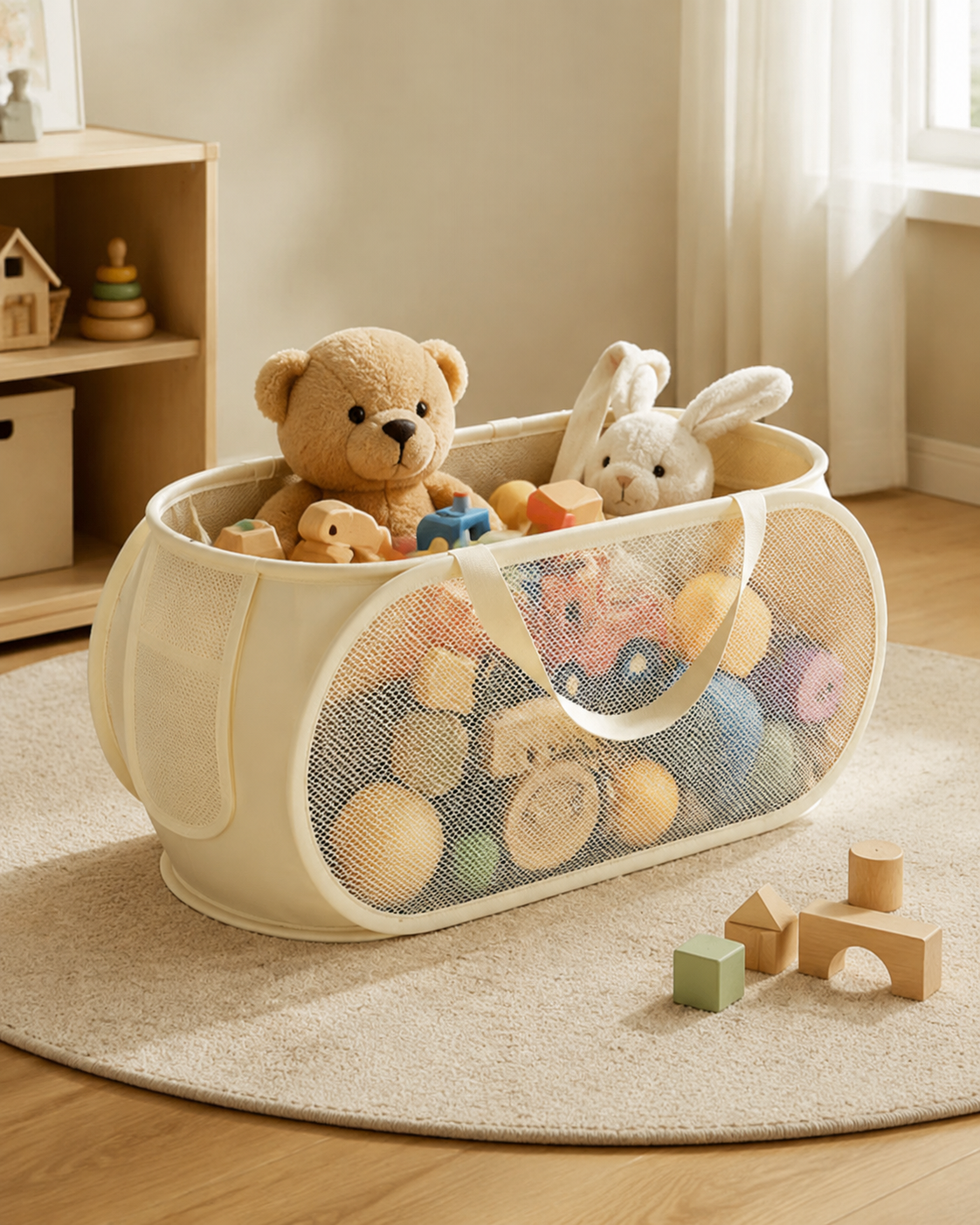 Large-Capacity Mesh Toy Storage Basket