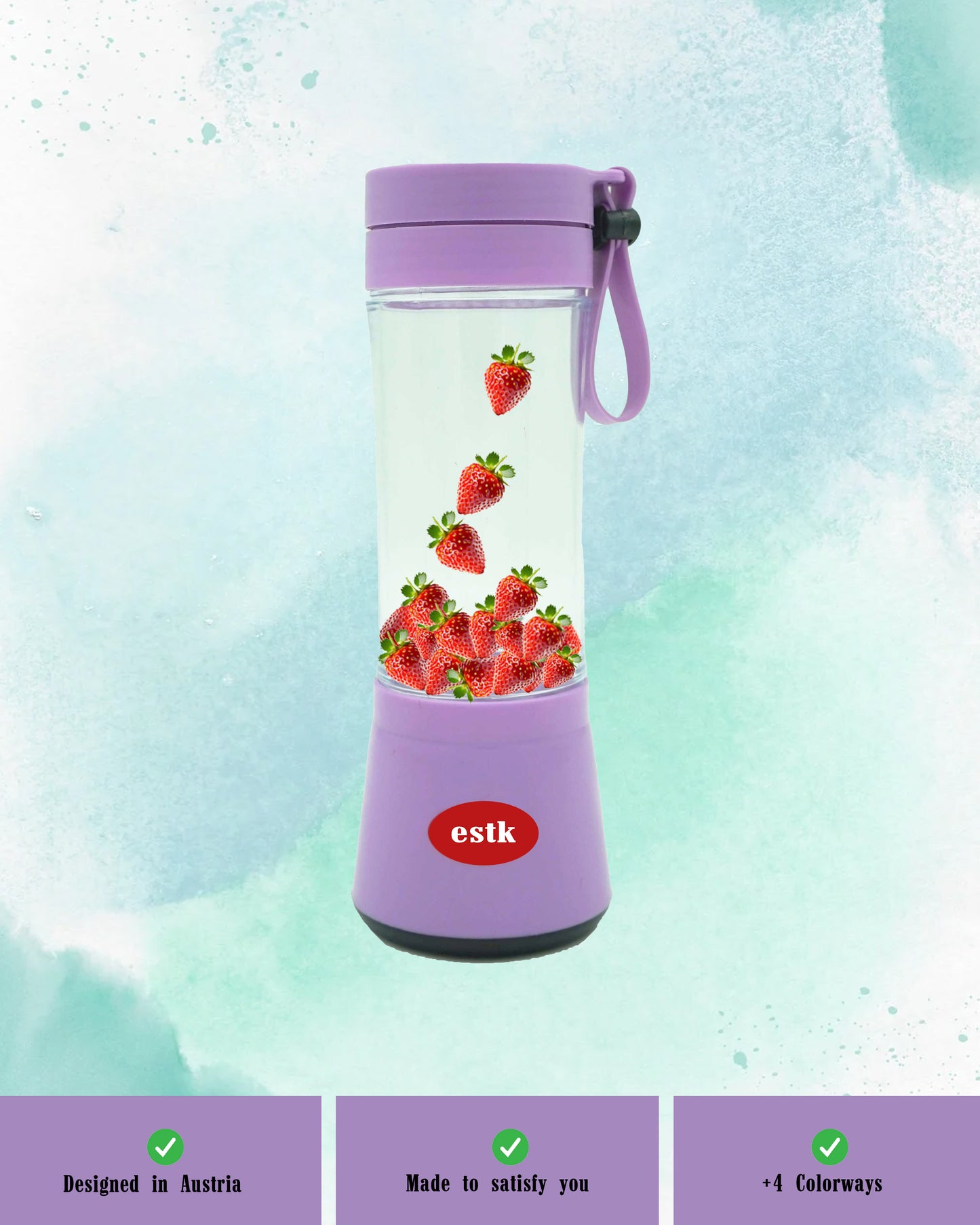 ESTK™ Takeaway Smoothie Blender, Portable Blender (Purple, 380 ml)