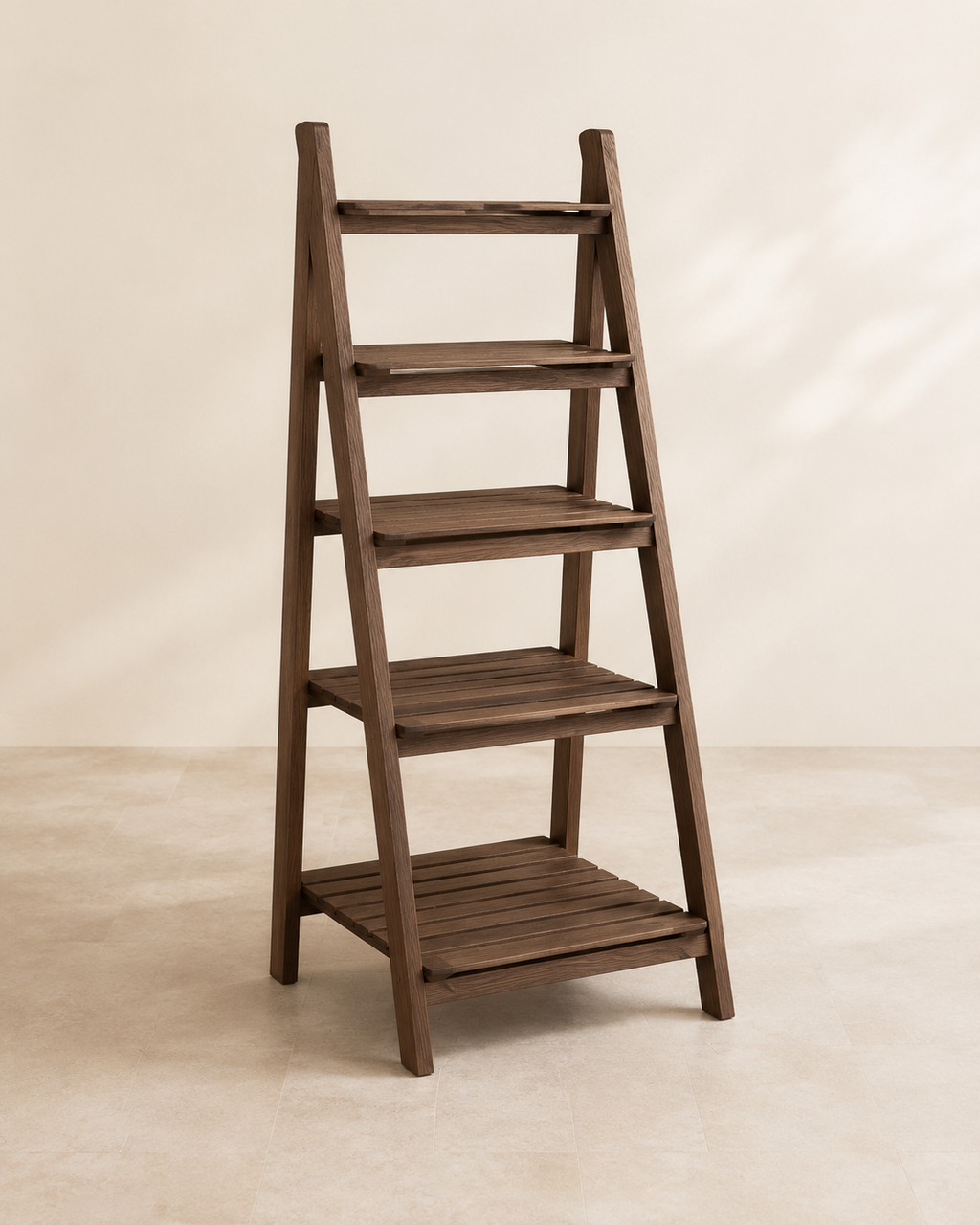 Foldable 4-Tier Wooden Ladder Shelf