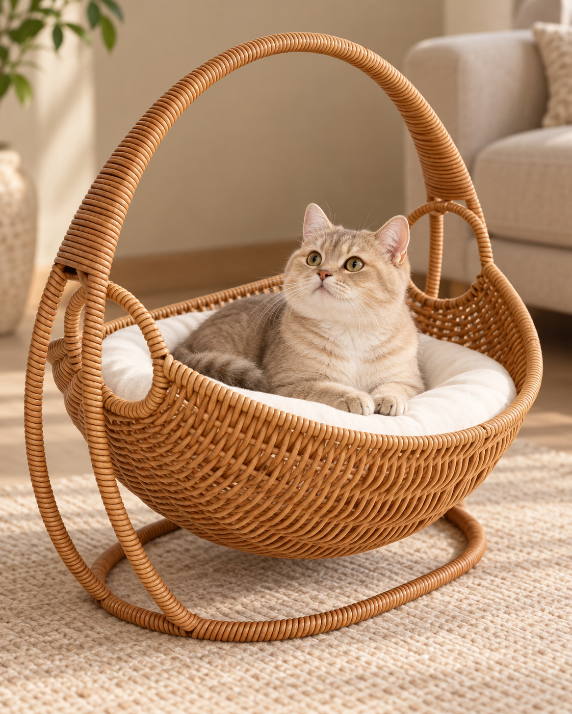 Woven Cocoon Cat Bed