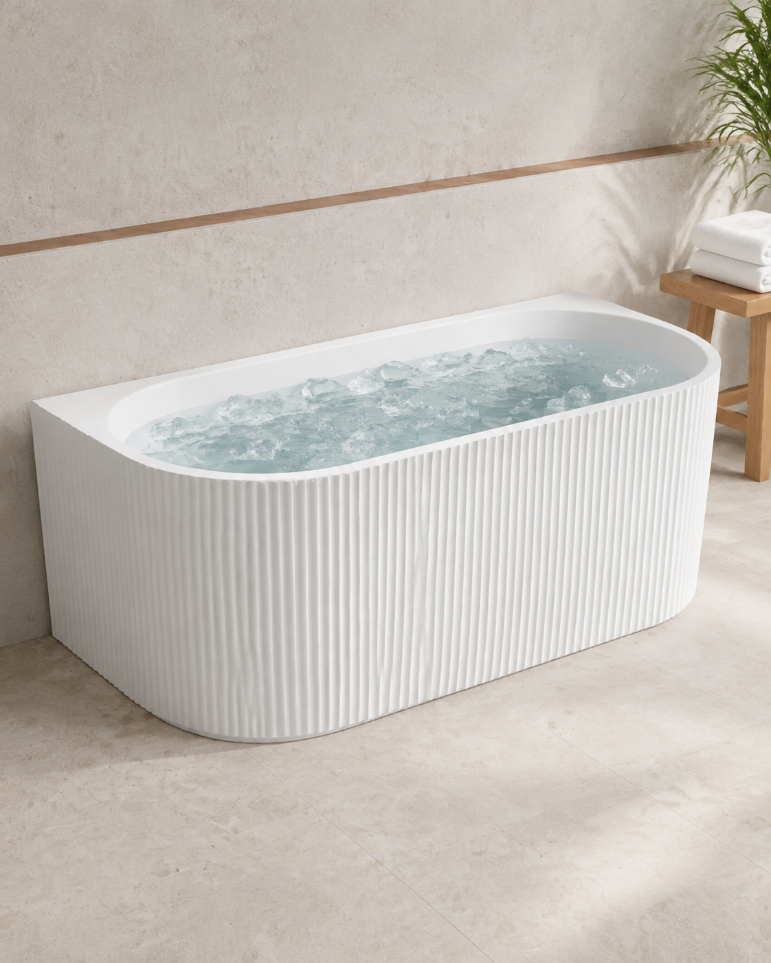 White Freestanding Oval Acrylic Soaking Bathtub