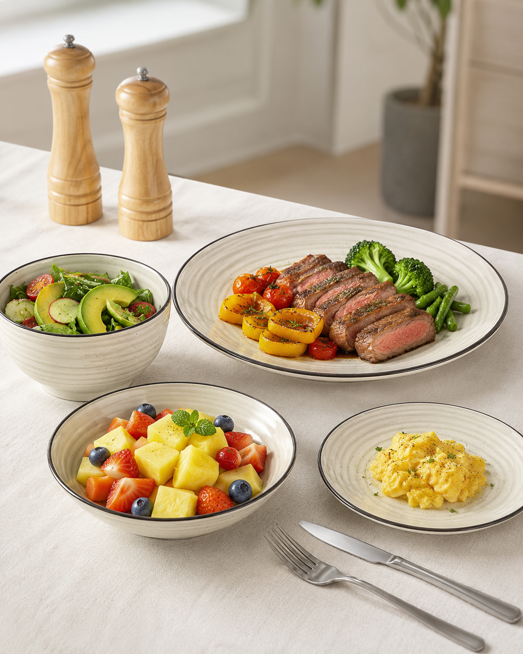 24-Piece Hand-Painted Ceramic Dinnerware Set