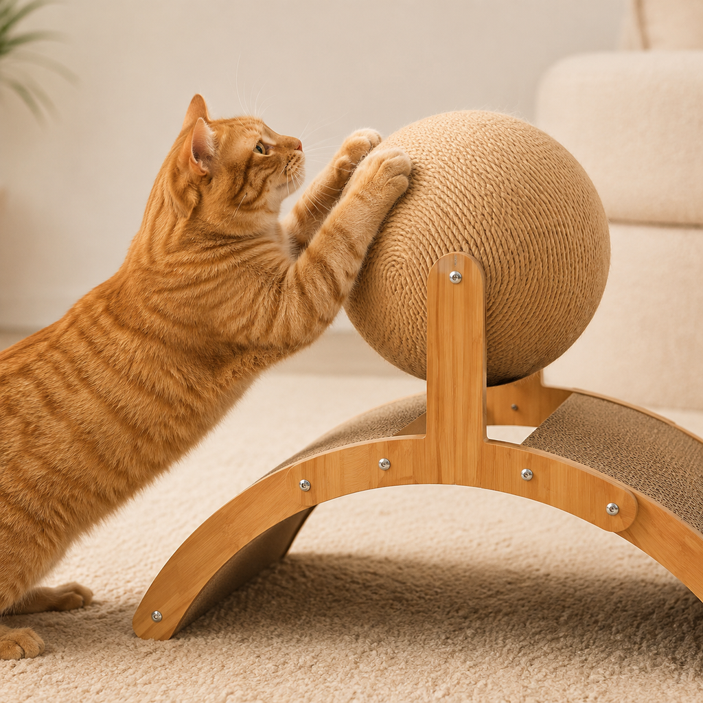 2-in-1 Wooden Cat Scratching Ball