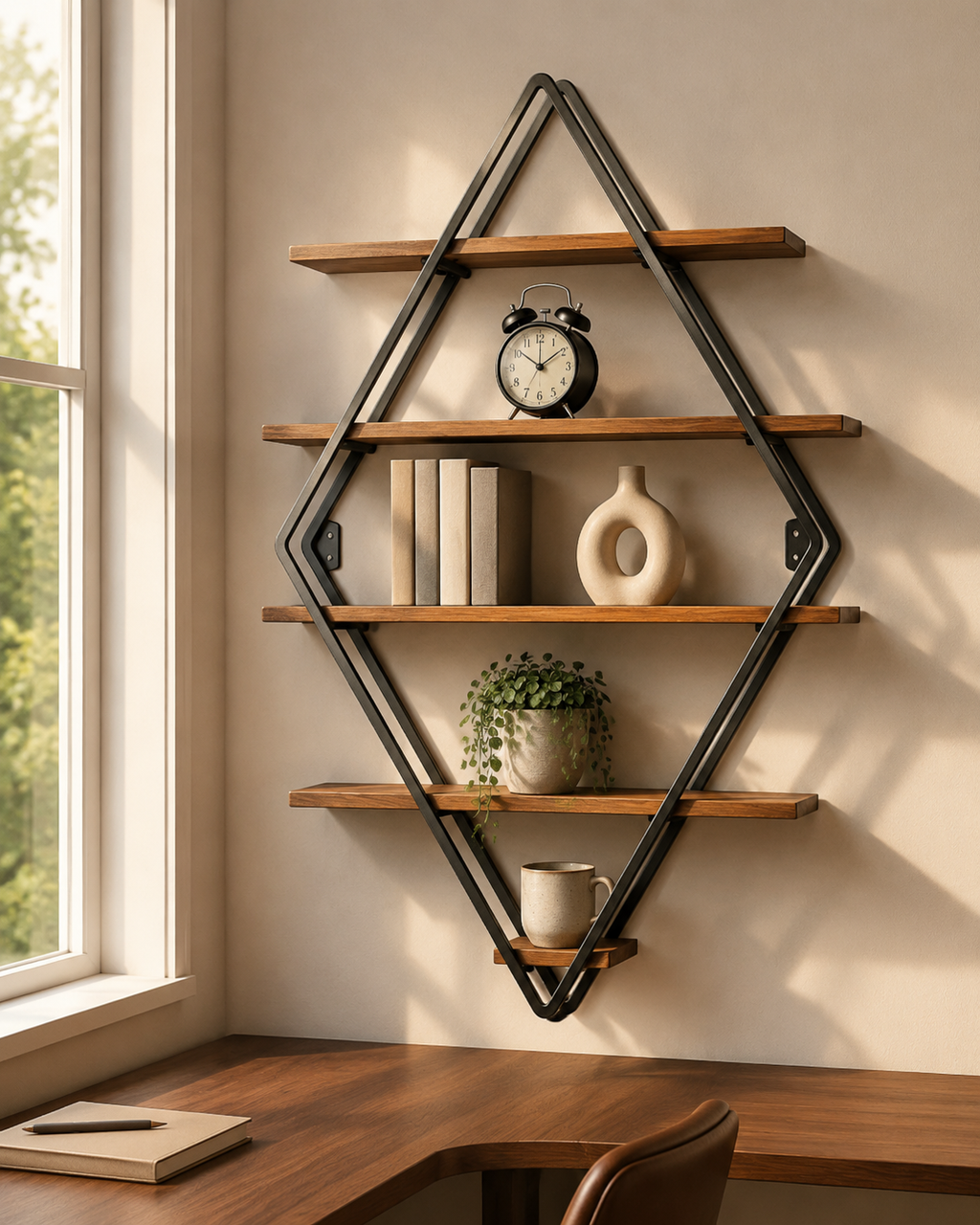 3-Tier Geometric Diamond Floating Wall Shelf