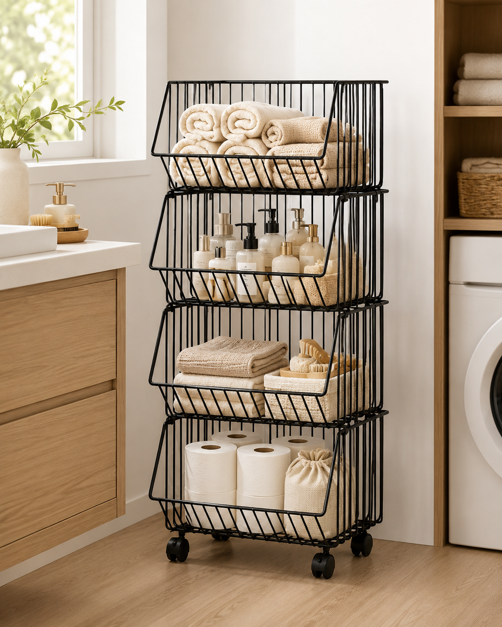 4-Tier Rotating Mobile Storage Basket