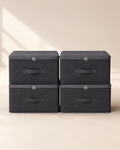 4-Pack Large Foldable Fabric Storage Boxes with Zippered Lids & Handles