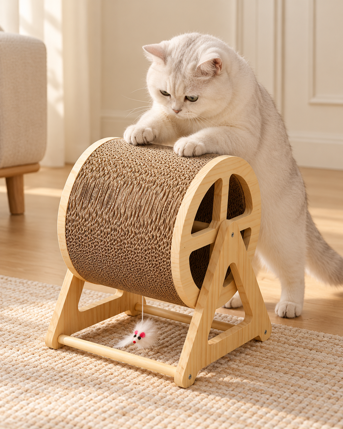 Wooden Cat Fitness & Play Wheel