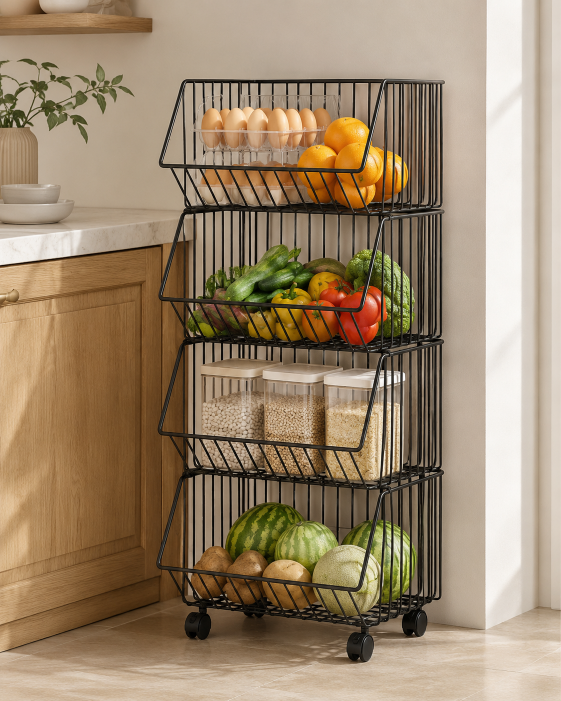 4-Tier Rotating Mobile Storage Basket