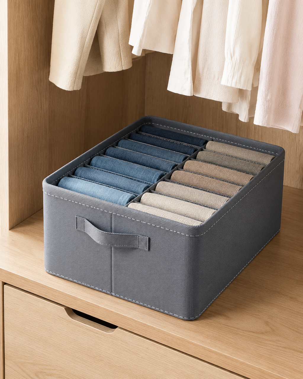 9-Compartment Foldable Clothing Organizer