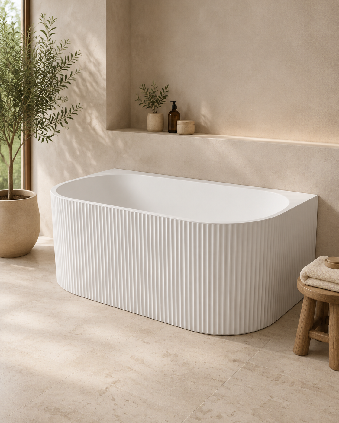 White Freestanding Oval Acrylic Soaking Bathtub
