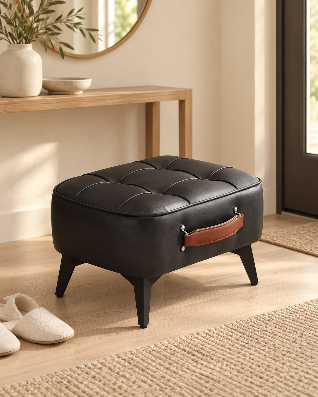 Compact Upholstered Entryway Stool