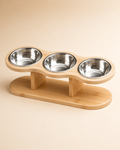Elevated Wooden Cat Feeder – 3 Bowls