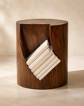 Wabi-Sabi Wooden Side Table with Storage