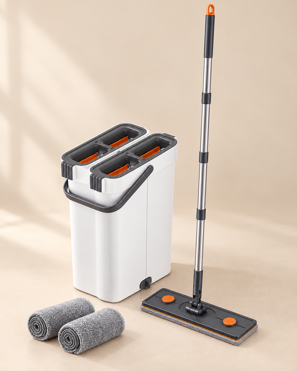 33 cm Hands-Free Flat Mop & Bucket Set