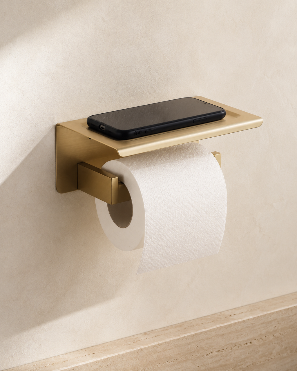 Gold Stainless Steel Toilet Paper Holder with Shelf