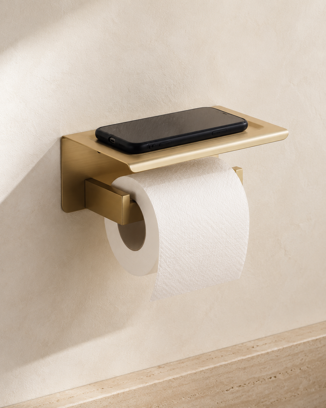 Gold Stainless Steel Toilet Paper Holder with Shelf