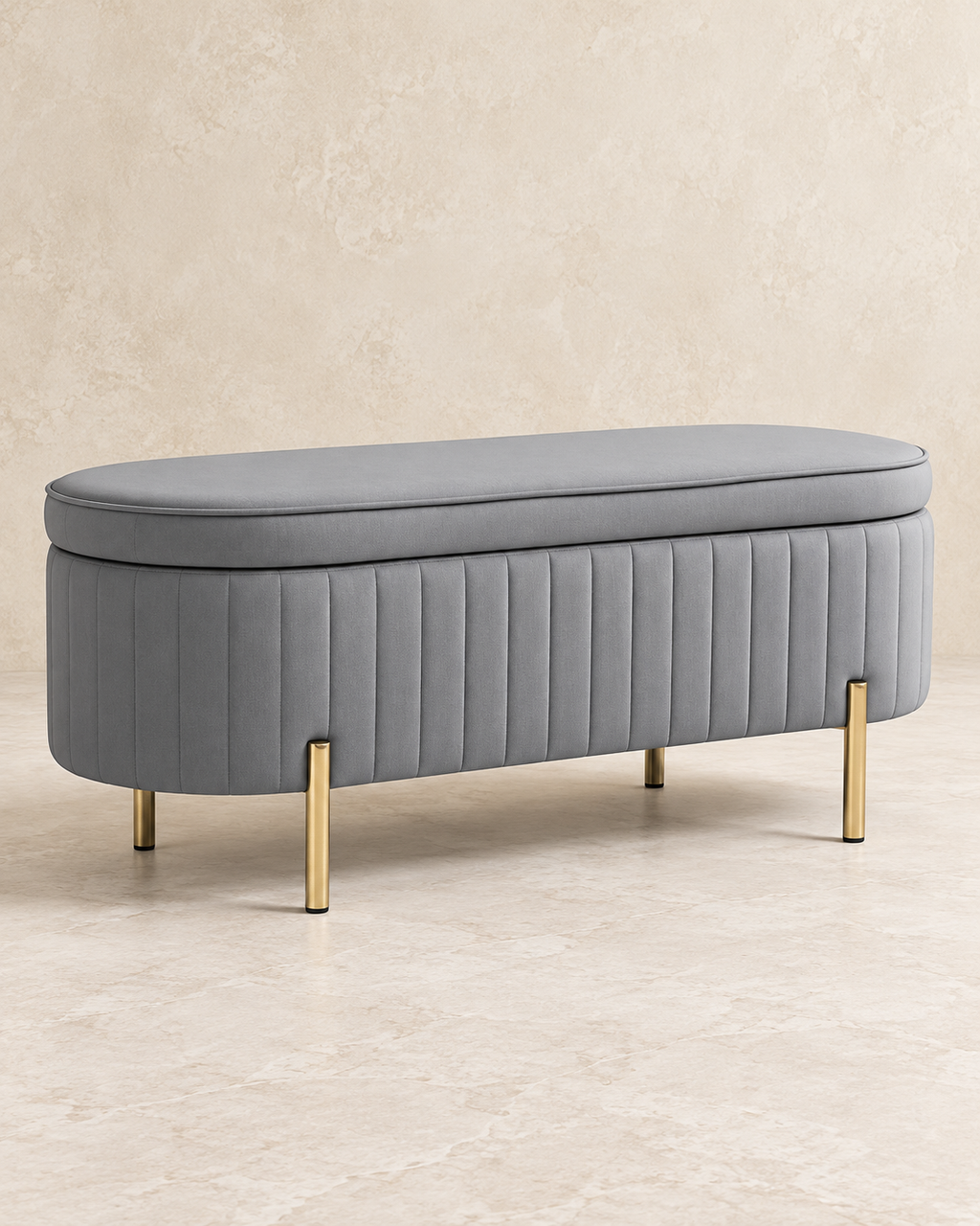 Velvet Storage Bench with Lift-Up Lid