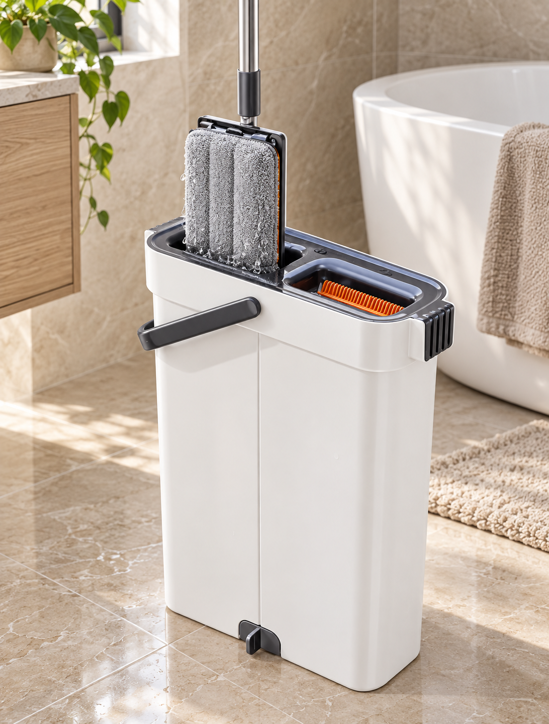 33 cm Hands-Free Flat Mop & Bucket Set