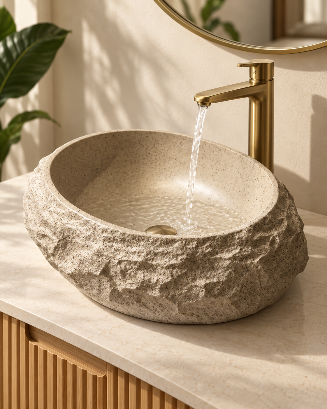 Irregular Oval Stone-Effect Basin