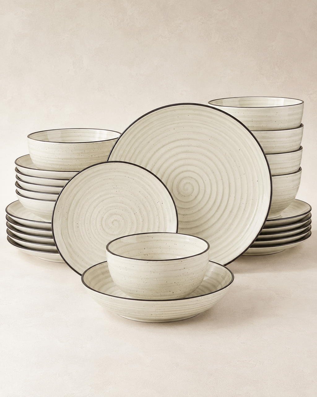 24-Piece Hand-Painted Ceramic Dinnerware Set