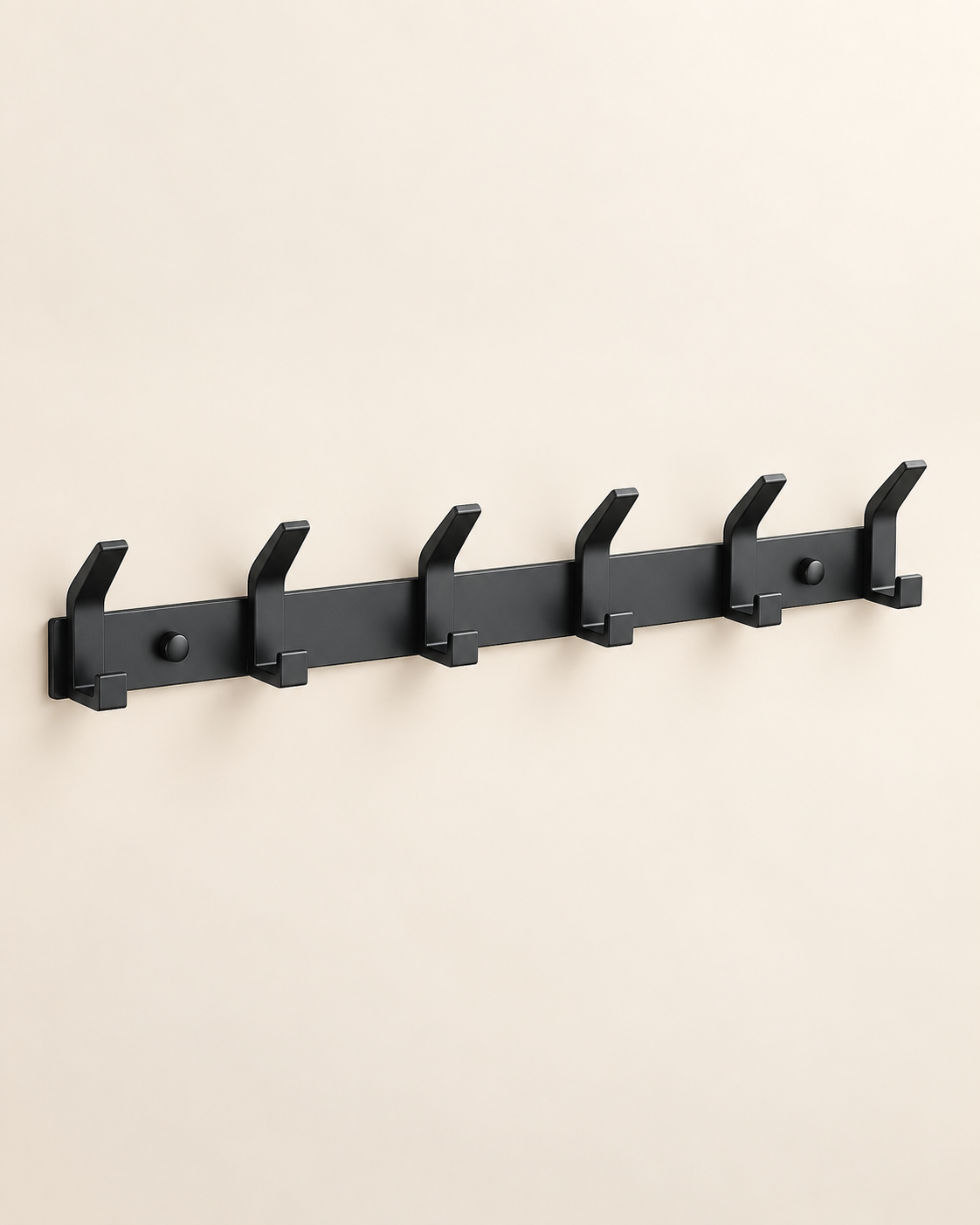 Matte Black 6-Hook Wall Rack