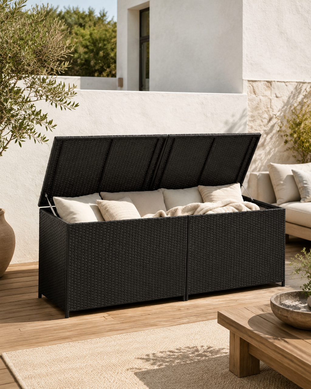 Large Poly Rattan Outdoor Storage Box