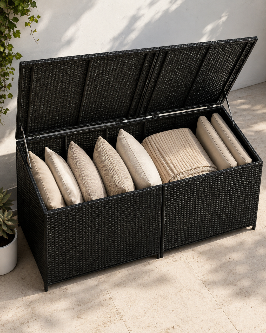 Large Poly Rattan Outdoor Storage Box