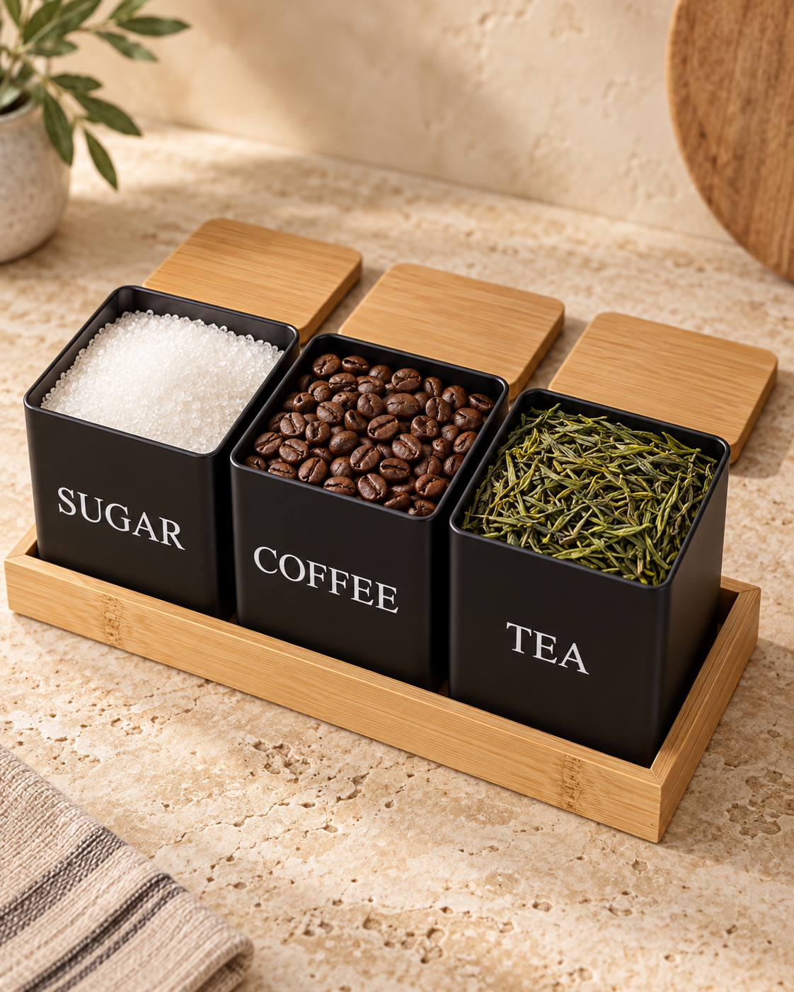 3-Piece Metal Kitchen Storage Jar Set