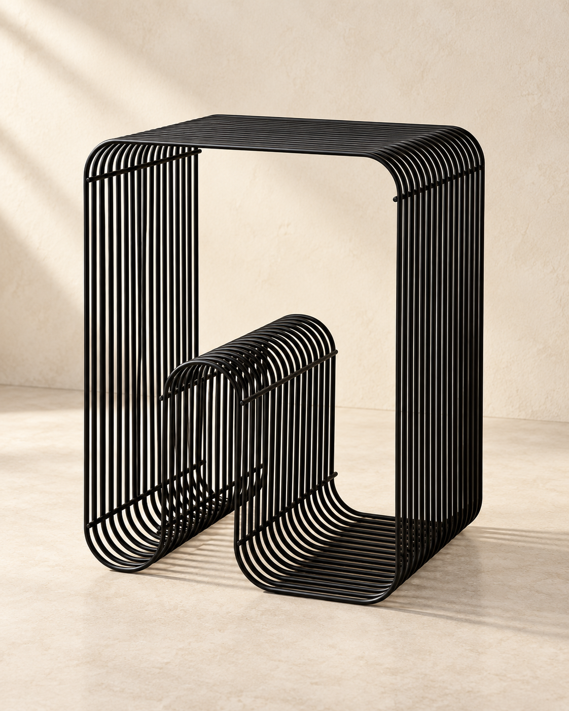 Scandinavian Metal Coffee Table with Storage
