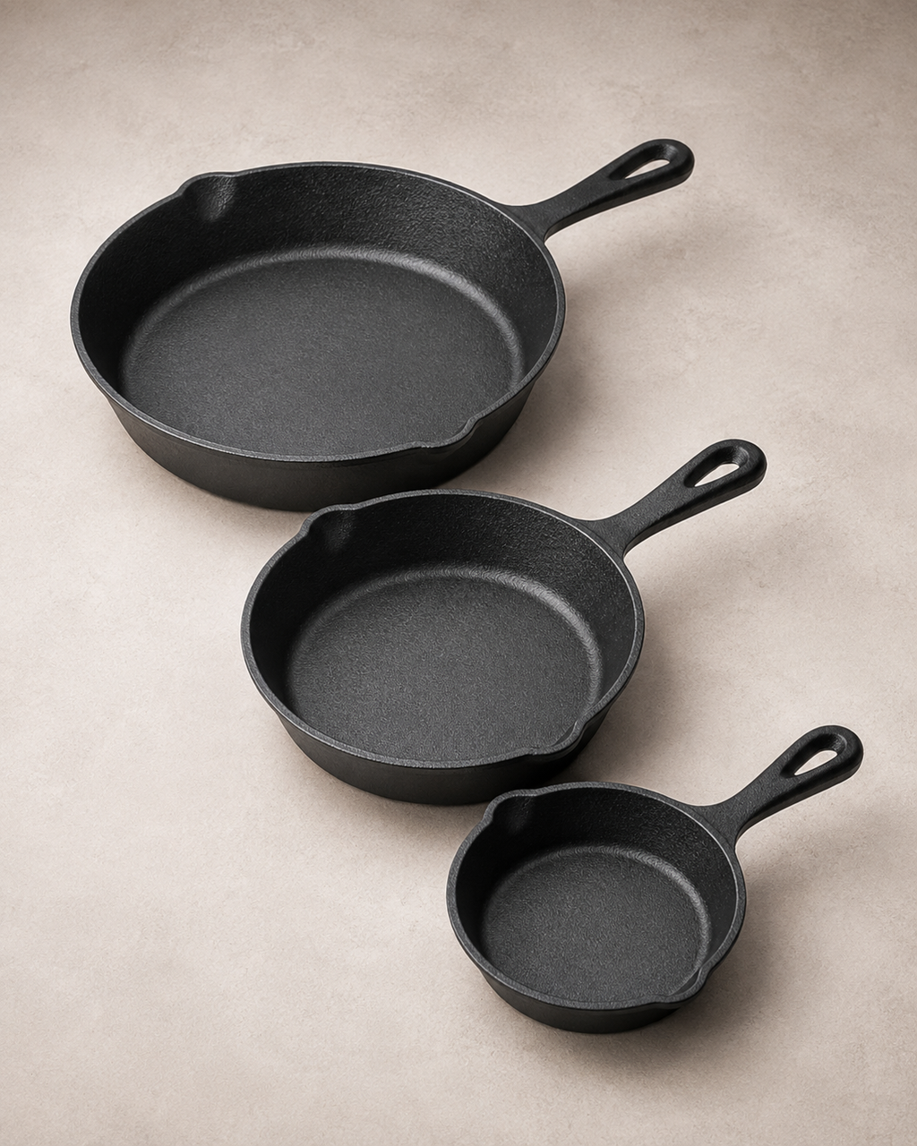 3-Piece Cast Iron Frying Pan Set