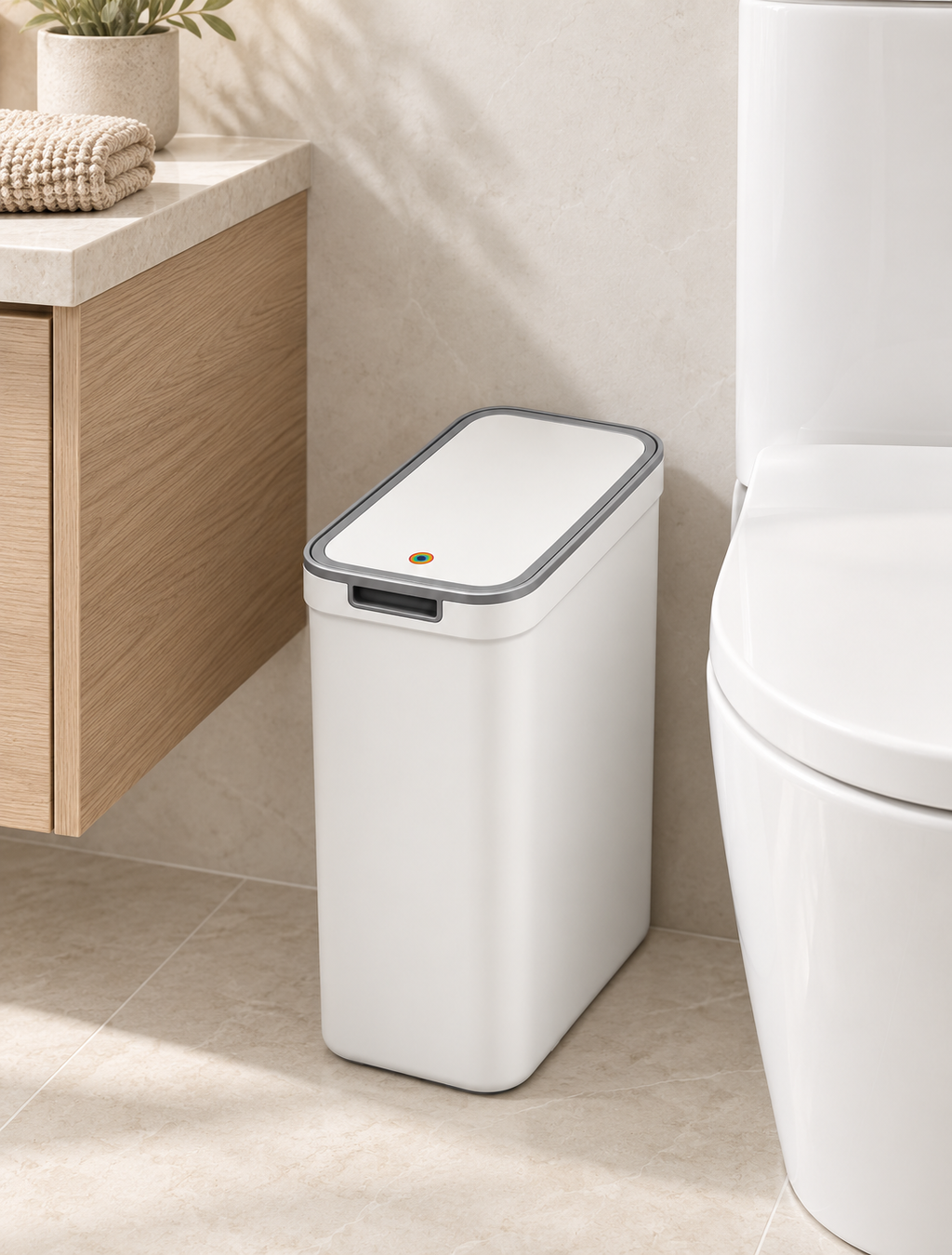 Slim Wall-Mounted Bathroom Waste Bin