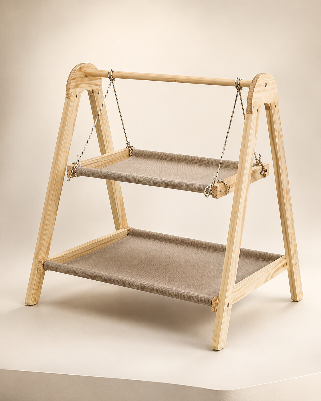 Solid Wood Cat Tree with Hammock