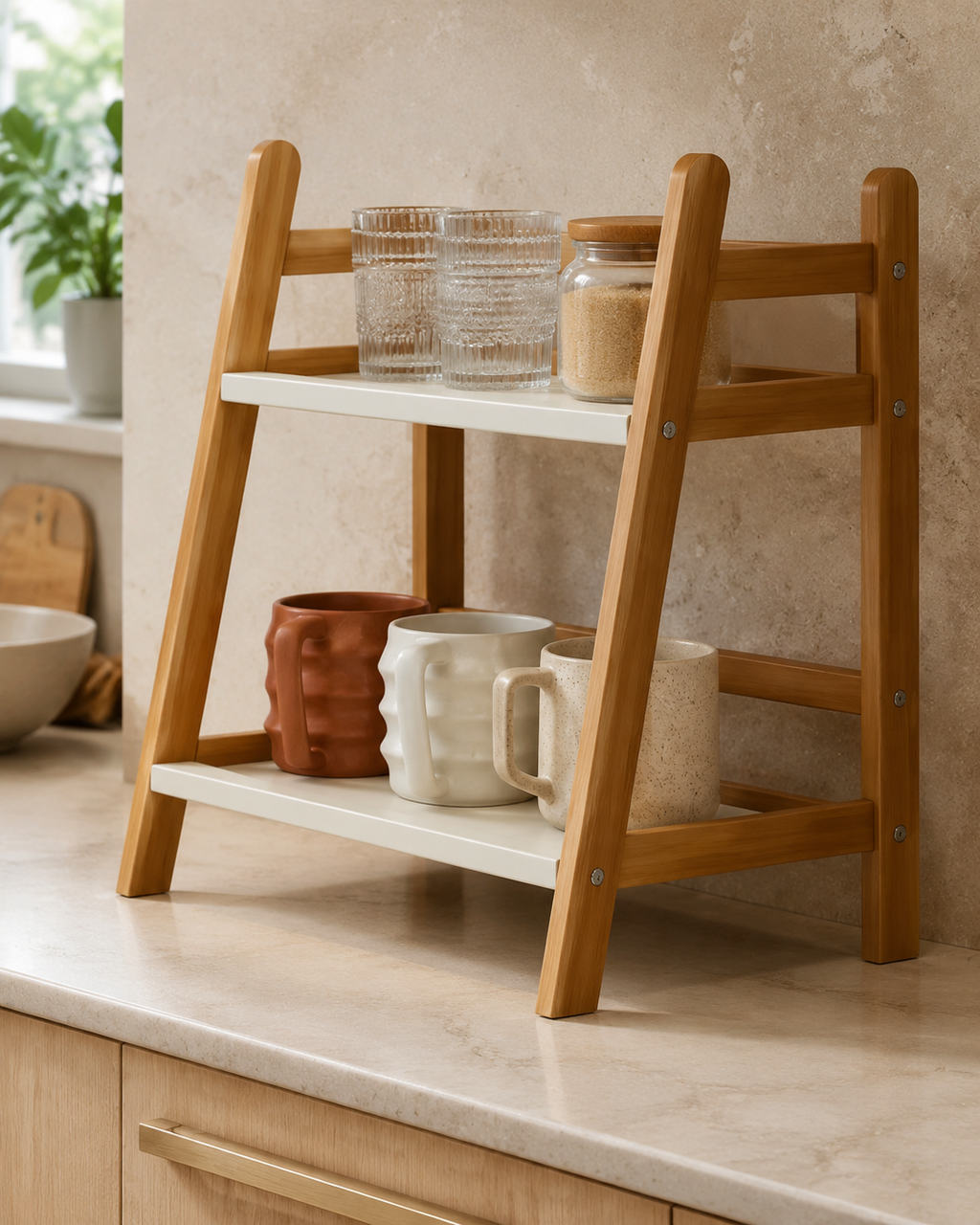 2-Tier Bamboo Countertop Organizer