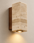 Wabi-Sabi Travertine LED Wall Lamp – Walnut