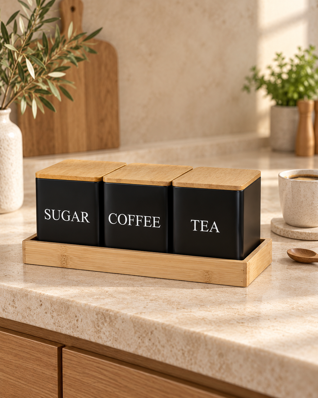 3-Piece Metal Kitchen Storage Jar Set