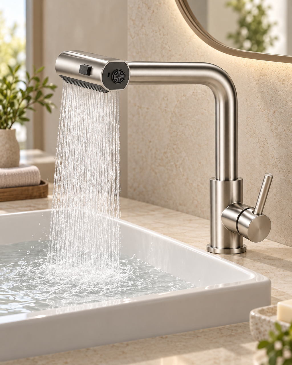 3-Mode Pull-Out Bathroom & Kitchen Faucet