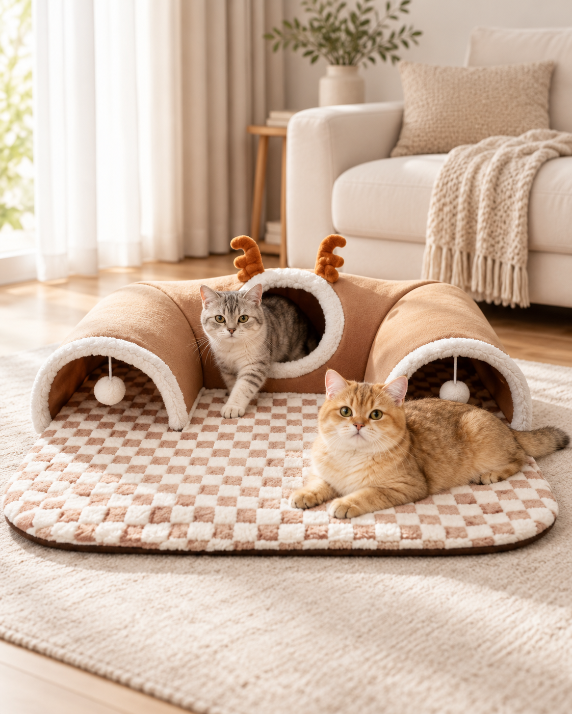 Cozy Reindeer Cat Play Lounge