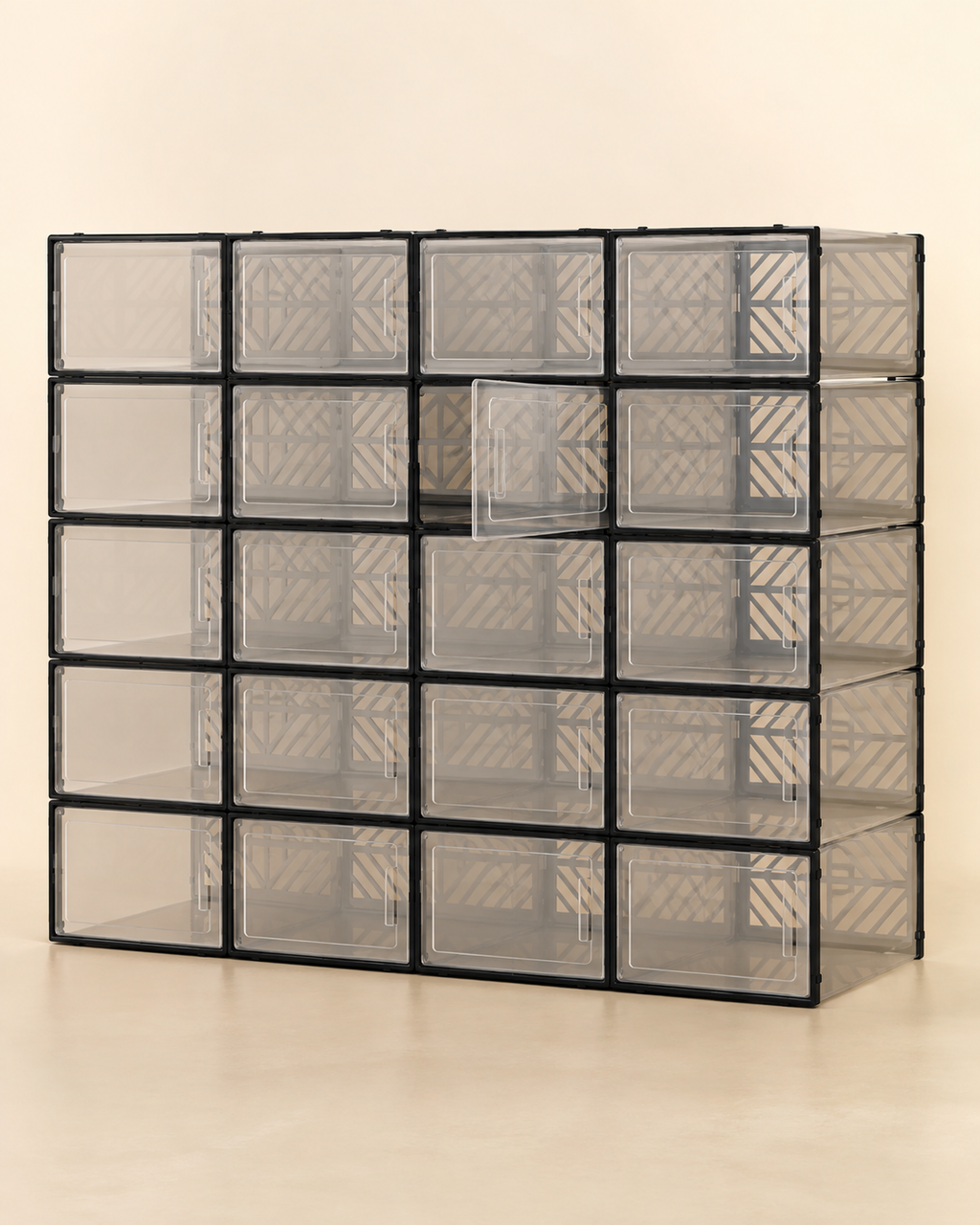 20-Piece Stackable Shoe Storage Box Set – Black